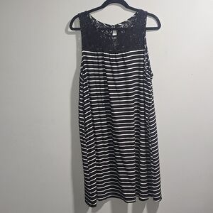 Merona Black and White Striped Midi Dress